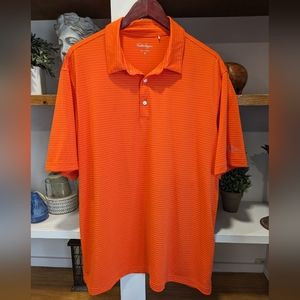 Walter Hagan Orange Striped Short Sleeve Golf Polo Size XL